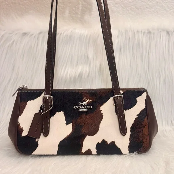 NWT Coach Asher Shoulder Bag With Cow Print CCC85 Cow Printed Haircalf Cow Multi - Picture 1 of 11